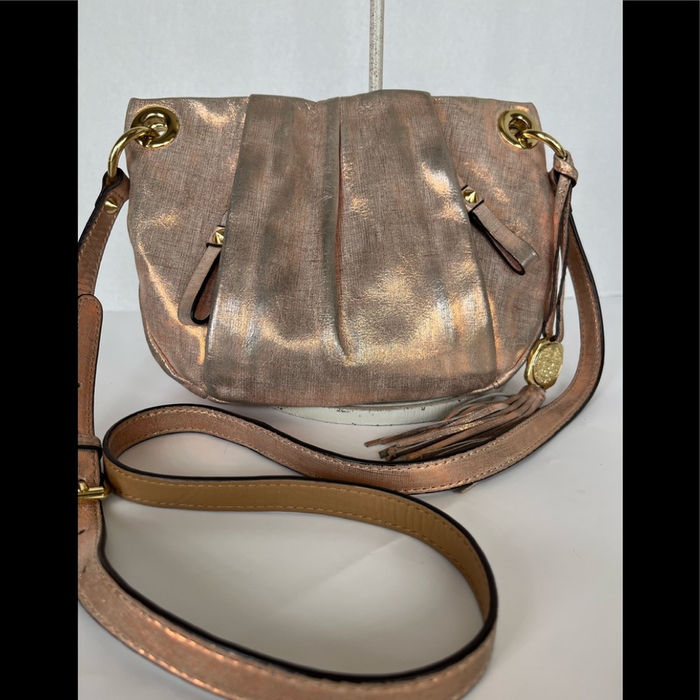 Vince Camuto metallic pink leather crossbody